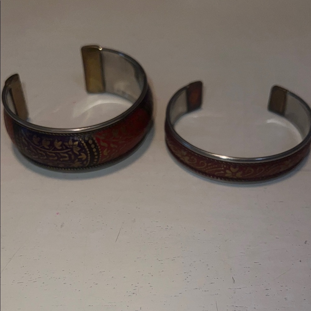 Stylish Red and Gold Cuff Bracelets